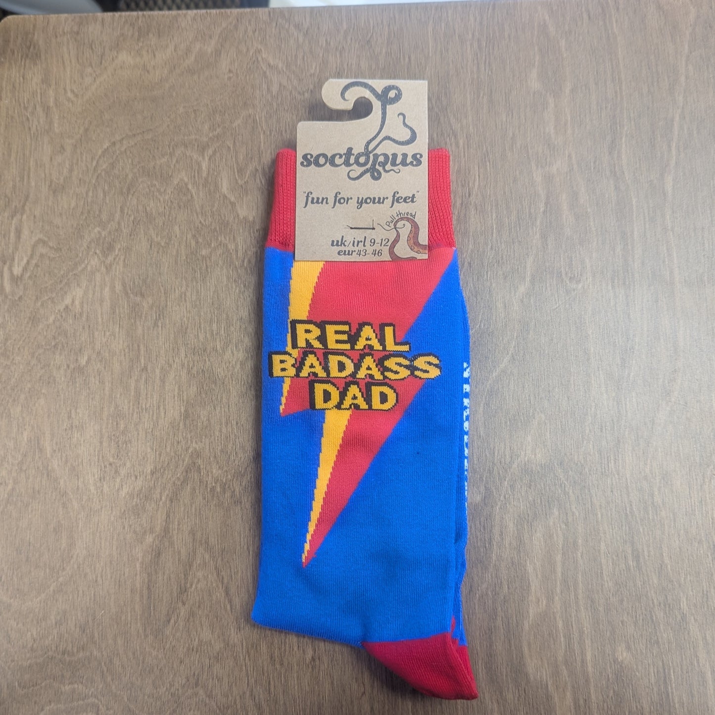 Real Badass Dad Socks - Adult 9-12 Royal Blue/Red