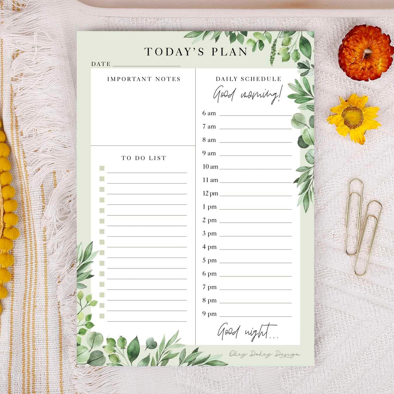 Daily Planner Pad, A5 Botanical