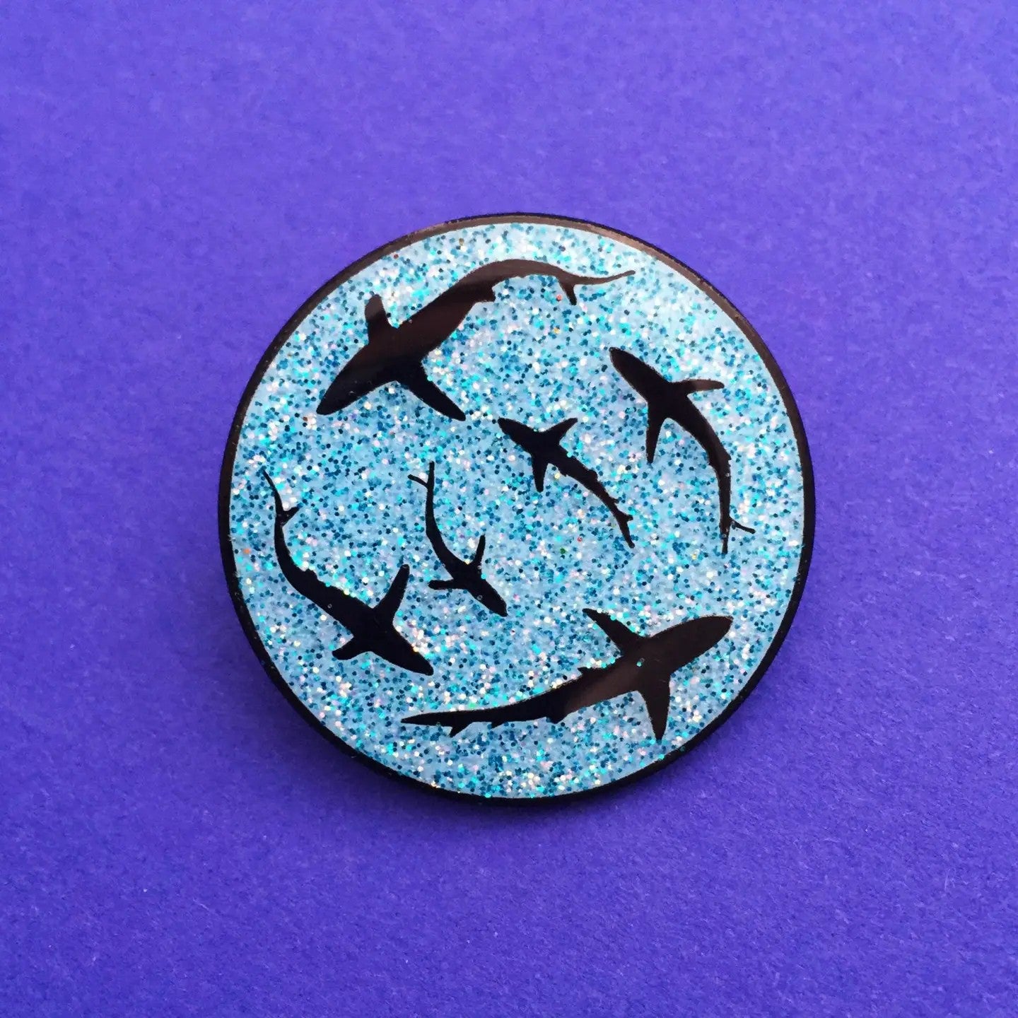 Enamel Pin, Glitter Shark
