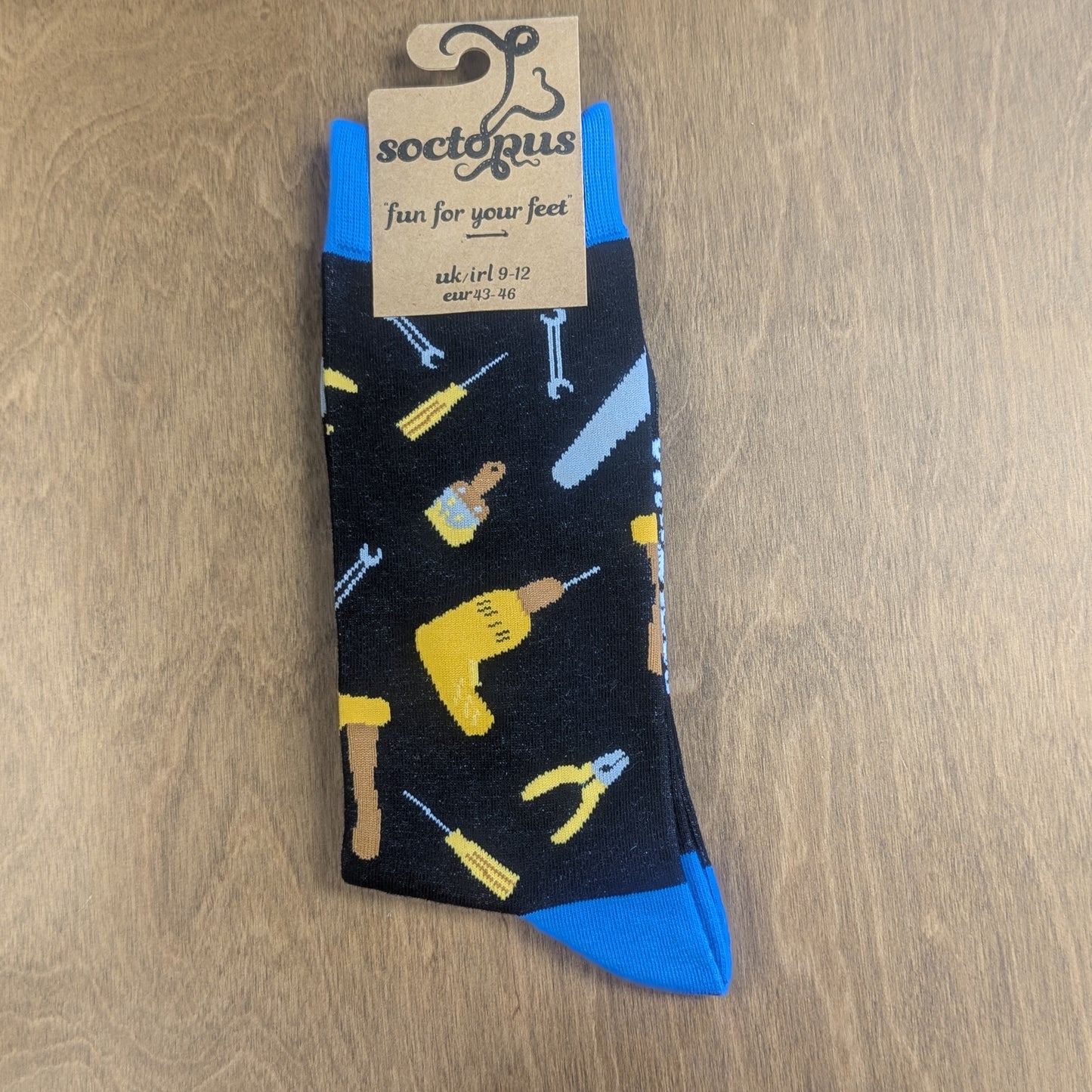 Handy Andy DIY Socks - Adult 9-12, Black/Royal Blue