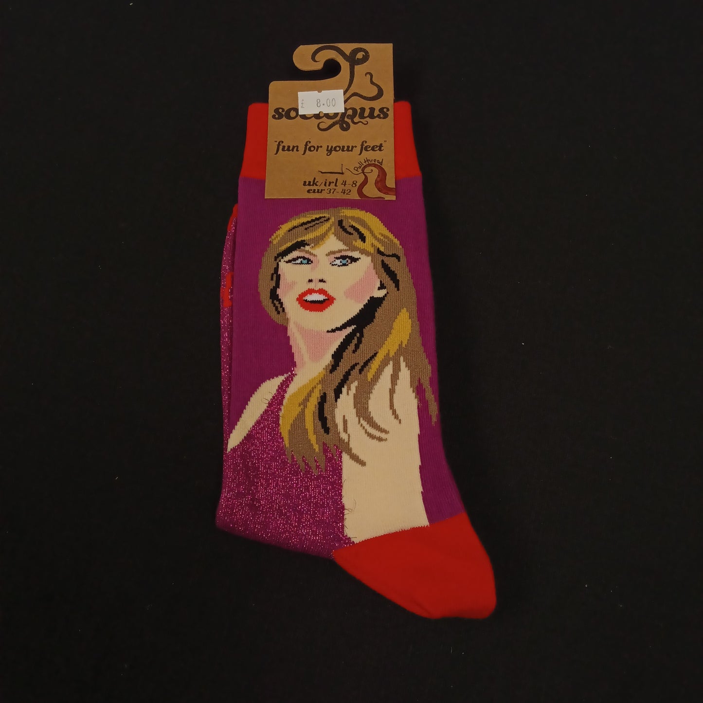 Taylor Swift Socks - Adult 4-8, Purple and Red