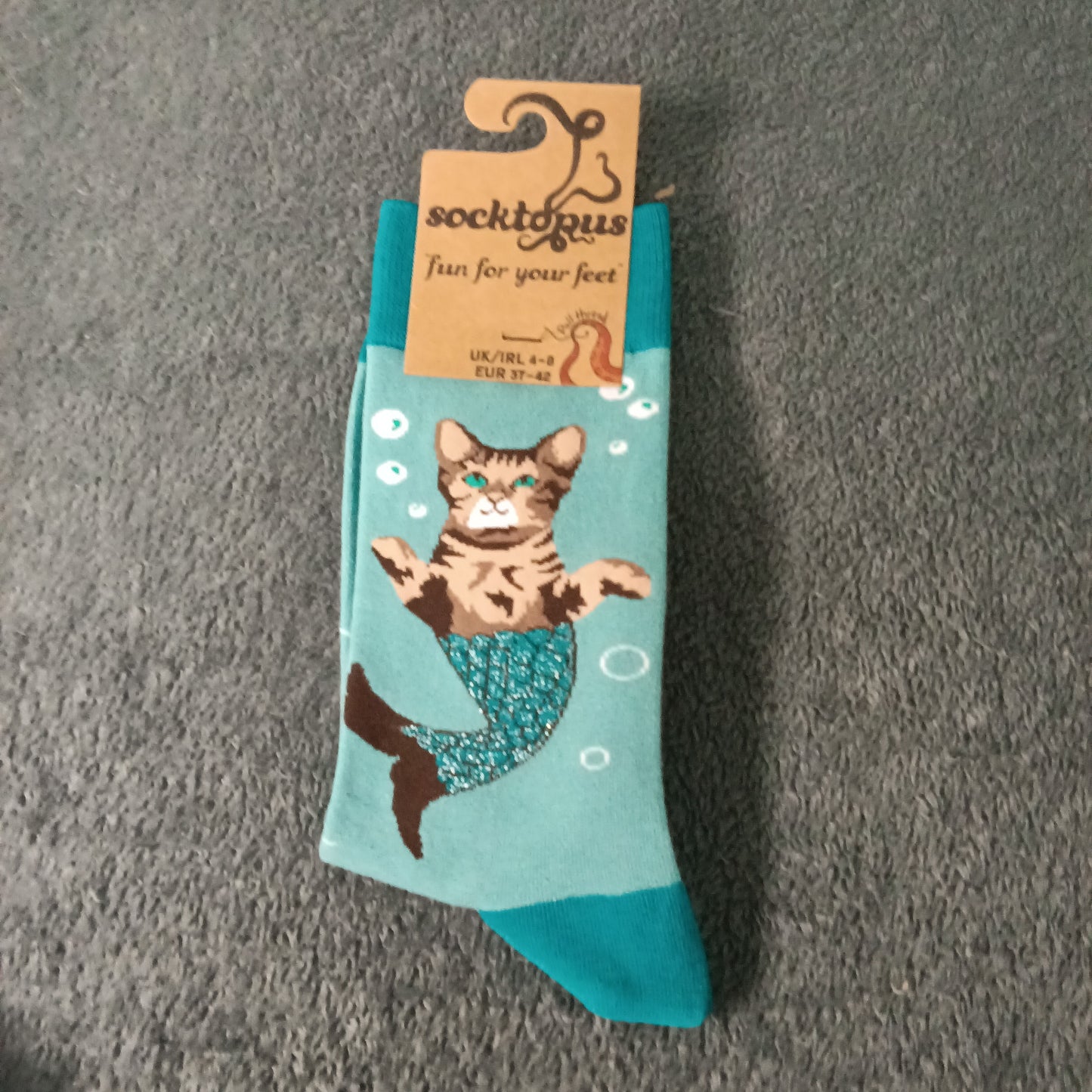 Mercat Socks - Adult 4-8, Light teal and dark teal