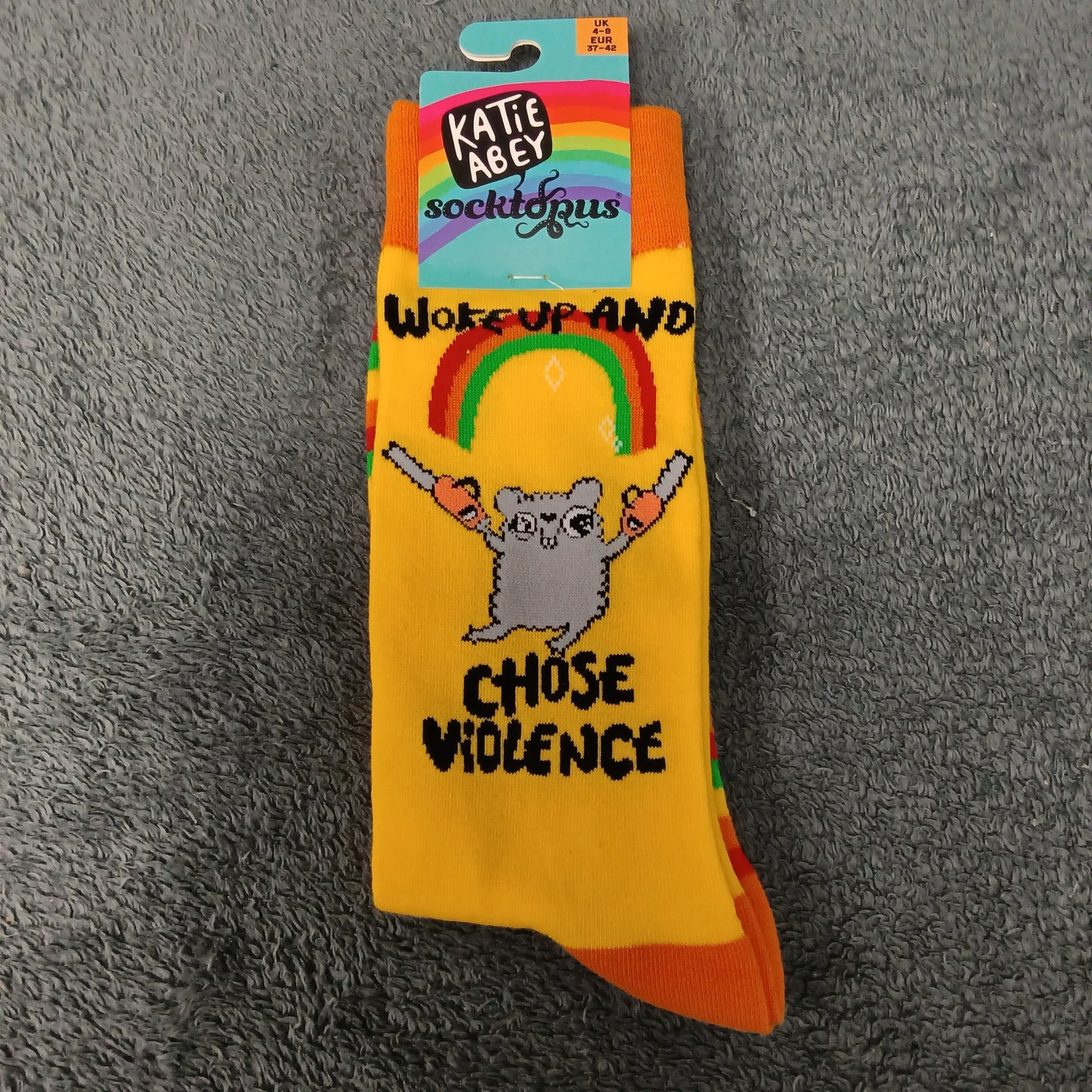 Woke Up and Chose Violence Socks - Adult 4-8, Multi