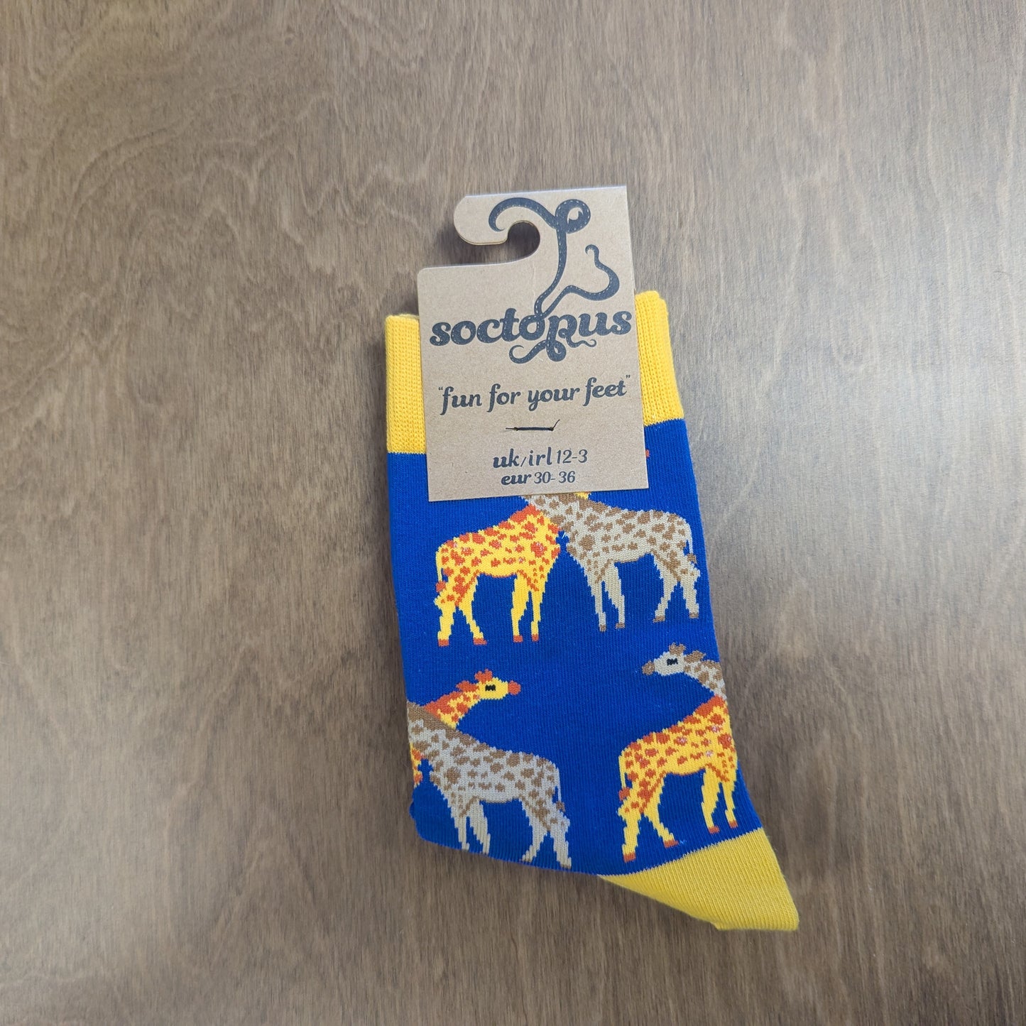Giraffe Socks- Child 12-3, Royal blue/orange