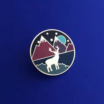 Enamel Pin, Stag and Mountain