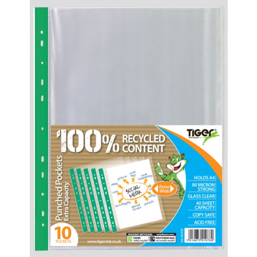 Punched Pockets, A4 Pack 10 Extra Capacity