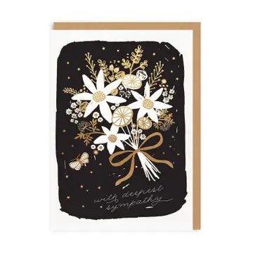 Sympathy Card, Black Floral