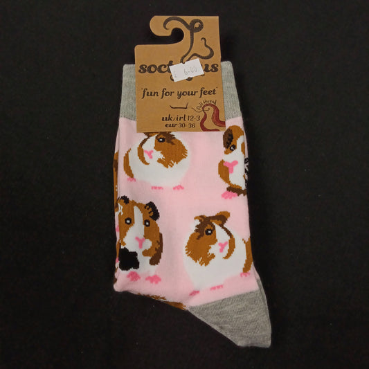 Hamster Socks- Child 12-3, pink & grey