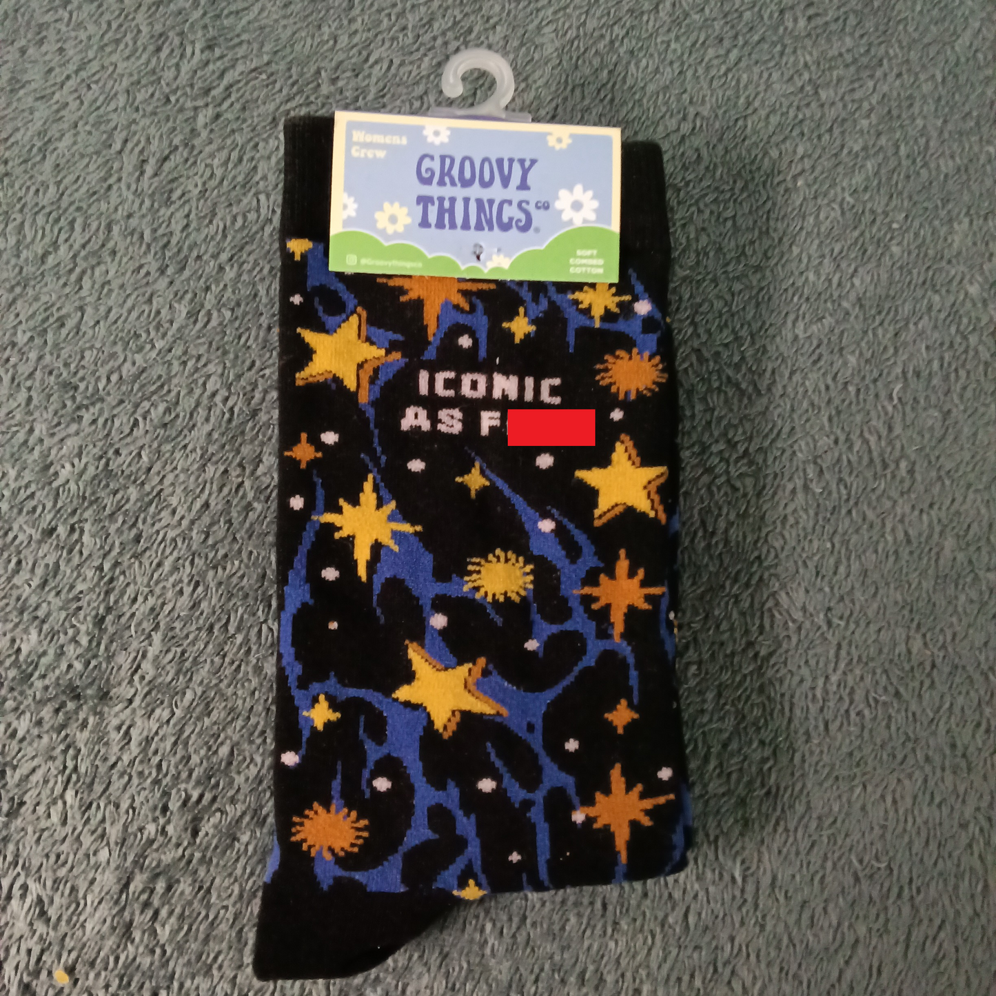 Groovy Things Iconic as F*** Socks - Adult 4-8, Black multi