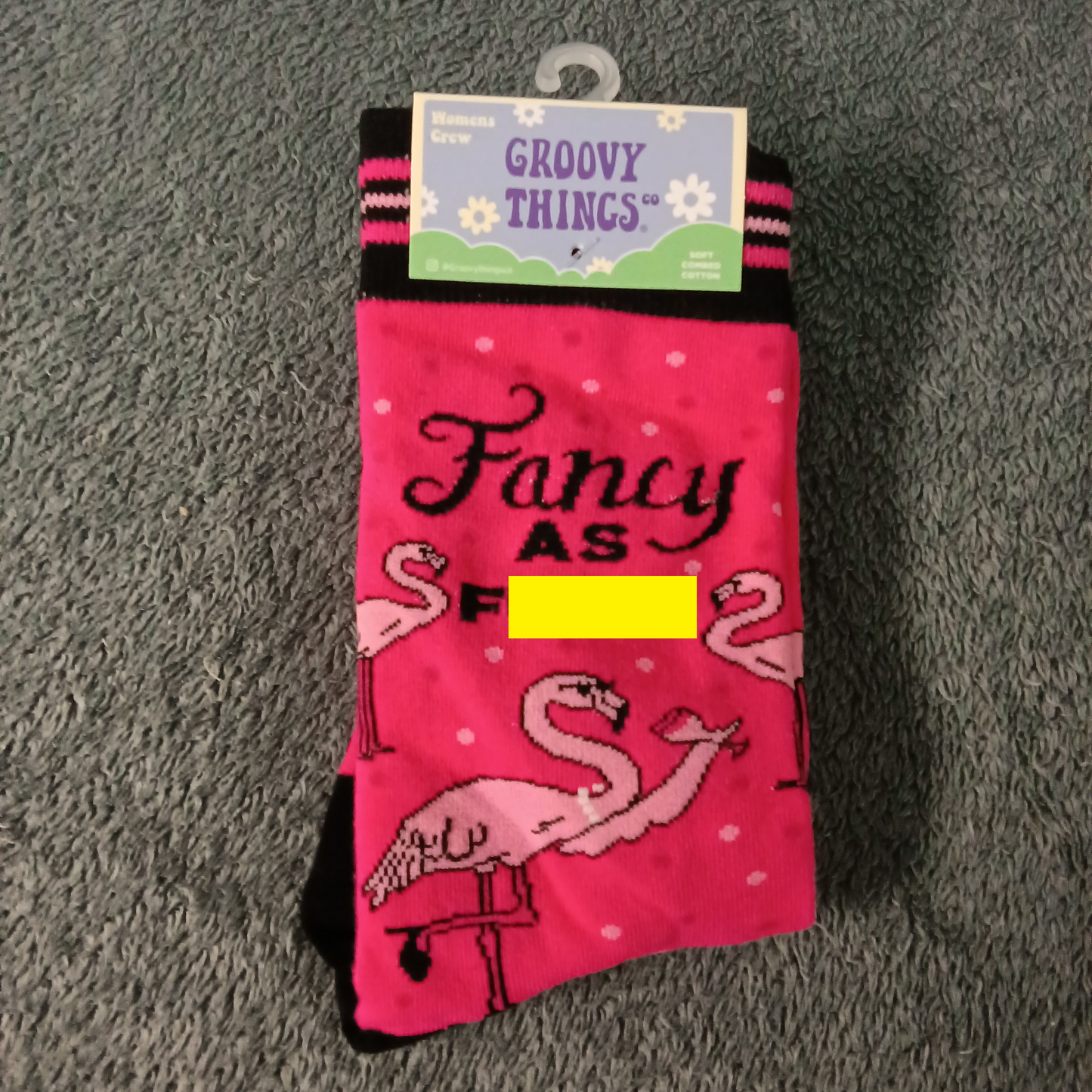 Groovy Things Fancy as F*** Socks - Adult 4-8, Pink and black