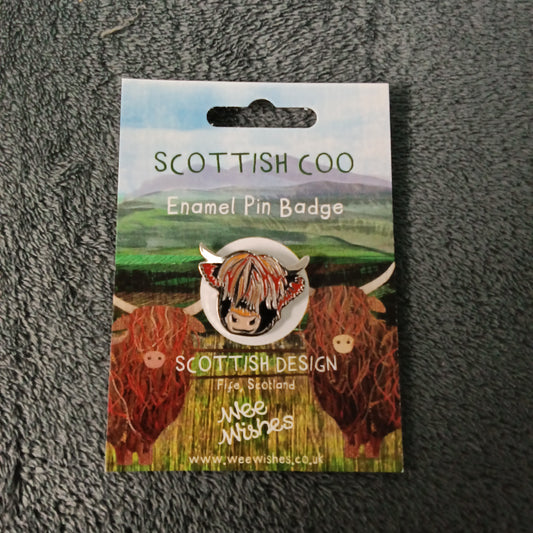 Enamel Pin, Scottish Cow