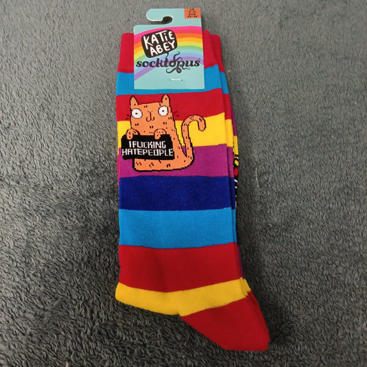 I f***ing Hate People Socks - Adult 9-12, Multi
