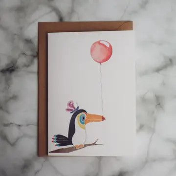 Greetings Card, Pelican with Balloon